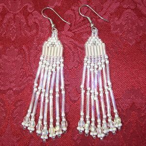NEW 'Winter's Ice' Artisan Handmade Beaded Chandelier Earrings